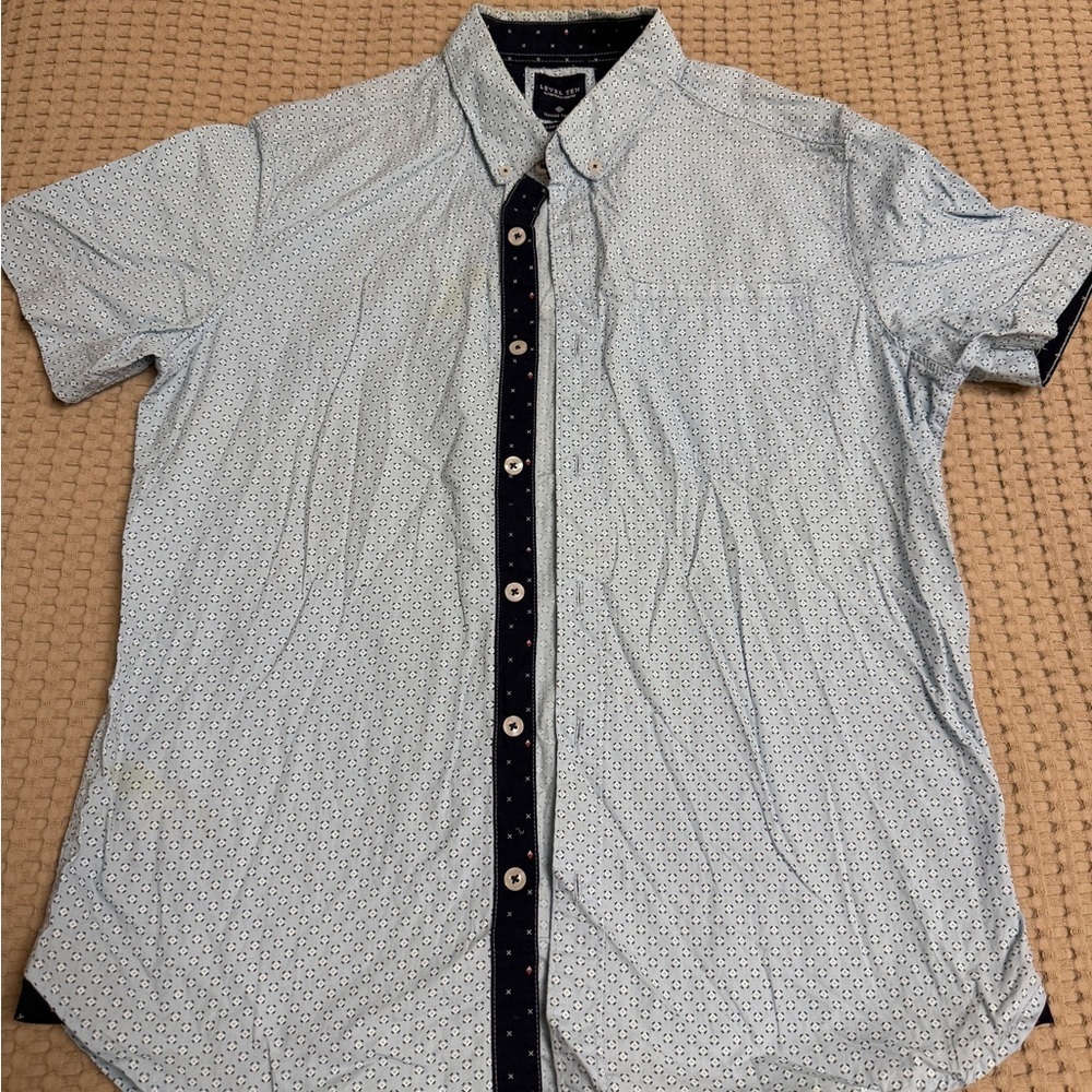 Tailor Vintage Light Blue Patterned Button Down Shirt